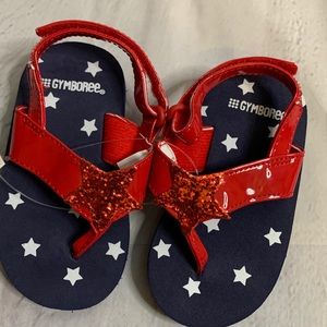 Gymboree Red sequin star flip flops NWT